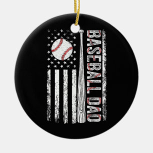 Baseball-Vater Amerikanische Flagge Patriotischer Keramik Ornament
