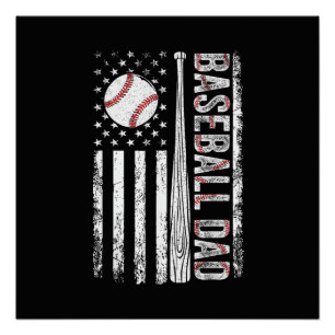 Baseball-Vater Amerikanische Flagge Patriotischer Poster