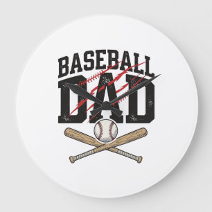 Baseball-Vater-Distressed-Vintage-Gravur-Shirt De Große Wanduhr