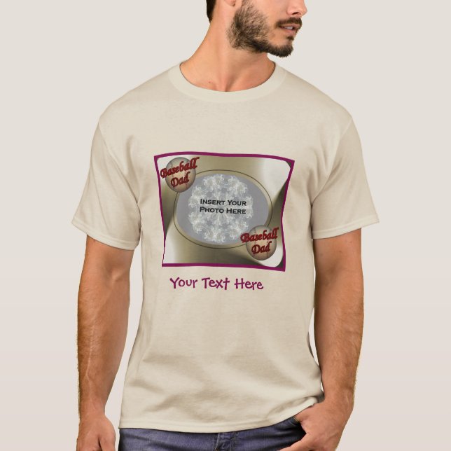 Baseball-Vater-Foto-Rahmen Personalisiert T-Shirt (Vorderseite)