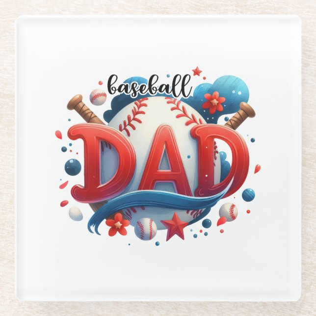 Baseball-Vater Glasuntersetzer (Vorderseite)
