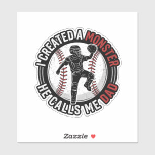 Baseball-Vater-Monster-Vintage-Catcher-Shirt-Desig Aufkleber