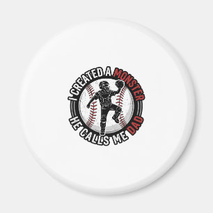 Baseball-Vater-Monster-Vintage-Catcher-Shirt-Desig Magnet