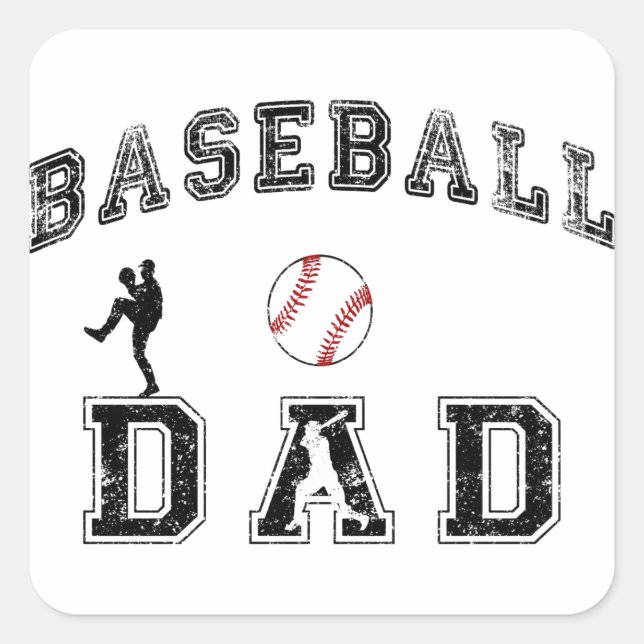 Baseball-Vater Quadratischer Aufkleber (Vorderseite)