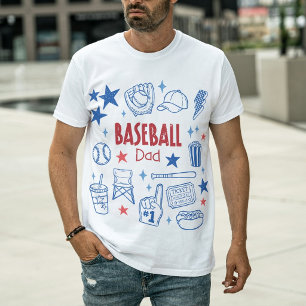 Baseball-Vater Retro-Spieltag-Symbole T-Shirt