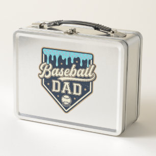Baseball-Vater tropfende Home Plate Vintage-Vektor Metall Brotdose