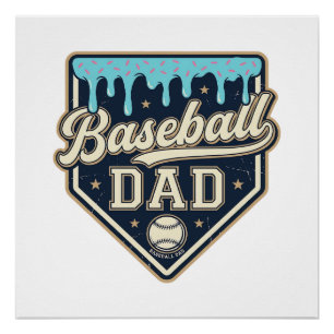 Baseball-Vater tropfende Home Plate Vintage-Vektor Poster