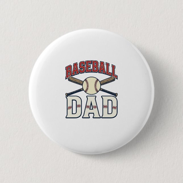 Baseball-Vater Vintage-Gravur-Shirt-Design_1 Button (Vorderseite)