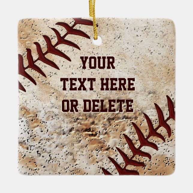 Baseball verziert Ihren Text und Ihr Foto auf der  Keramikornament (Vorderseite)