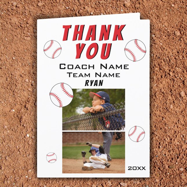 Baseball Vielen Dank Coach 2 Fotokarte Dankeskarte (Von Creator hochgeladen)