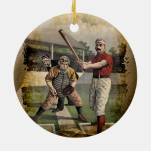 Baseball:Vintag Keramik Ornament