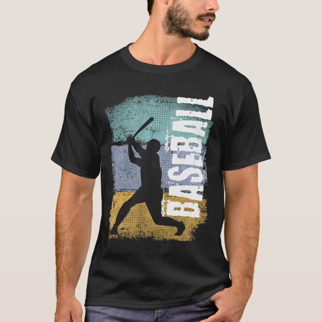 Baseball-Vintag Retro-Baseball-Player T-Shirt (Vorderseite)