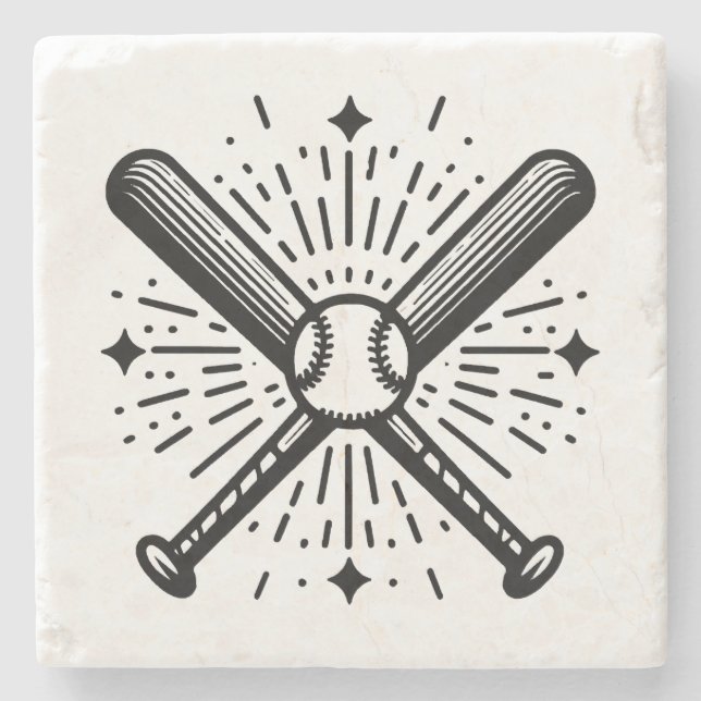 Baseball Vintag Steinuntersetzer (Vorderseite)