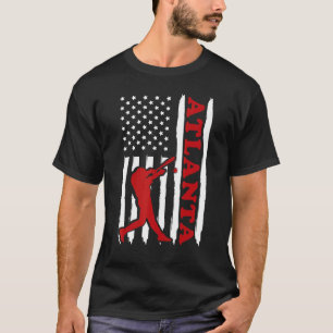 Baseball Vintage Atlanta Amerikanische Flagge Abge T-Shirt