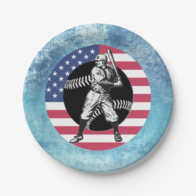 Baseball: Vintage Papierplatte Pappteller (Vorderseite)