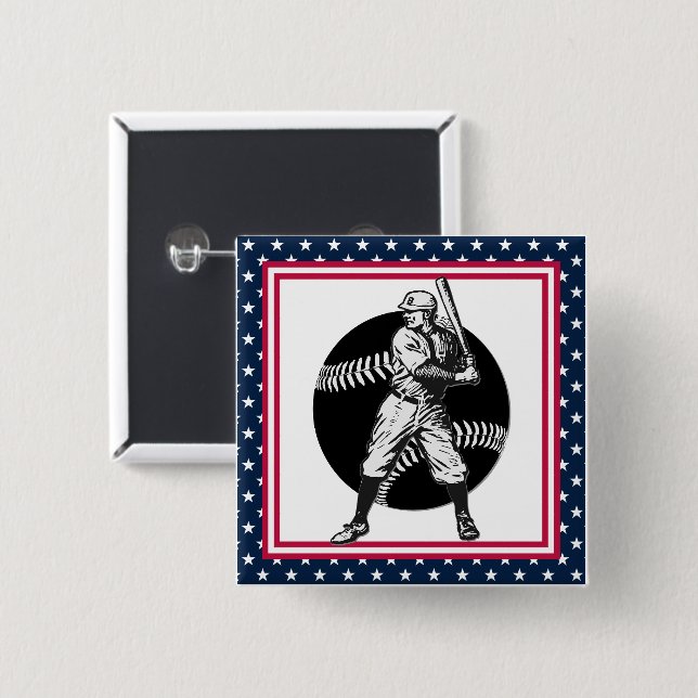 Baseball: Vintage Schaltfläche Button (Vorne & Hinten)