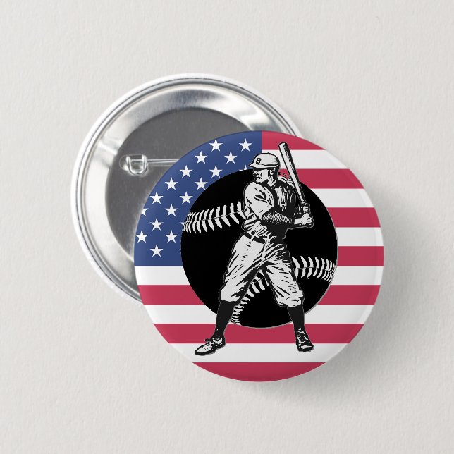 Baseball: Vintage Schaltfläche Button (Vorne & Hinten)
