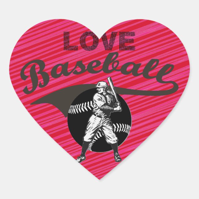 Baseball: Vintager Herzsticker Herz-Aufkleber (Vorderseite)