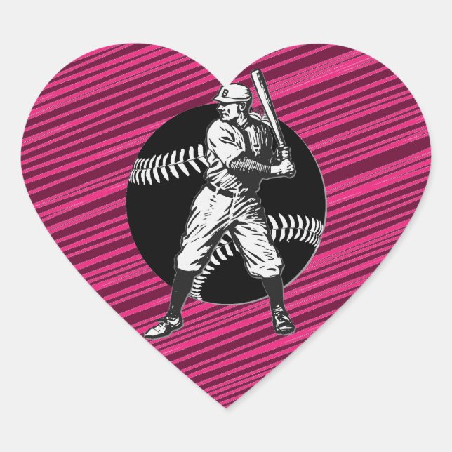 Baseball: Vintager Herzsticker Herz-Aufkleber (Vorderseite)