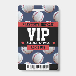 Baseball VIP Birthday Party Guest Pass Ausweis