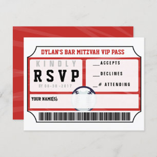 BASEBALL VIP REPLY CARD Bar Bat Mitzvah Einladung