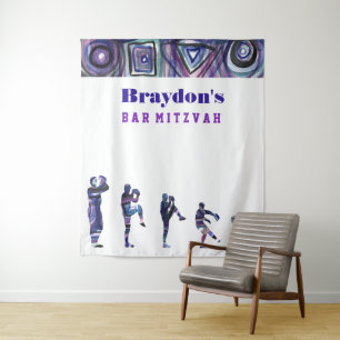 BASEBALL WATERCOLOR Bar Mitzvah Foto Op Hintergrun Wandteppich