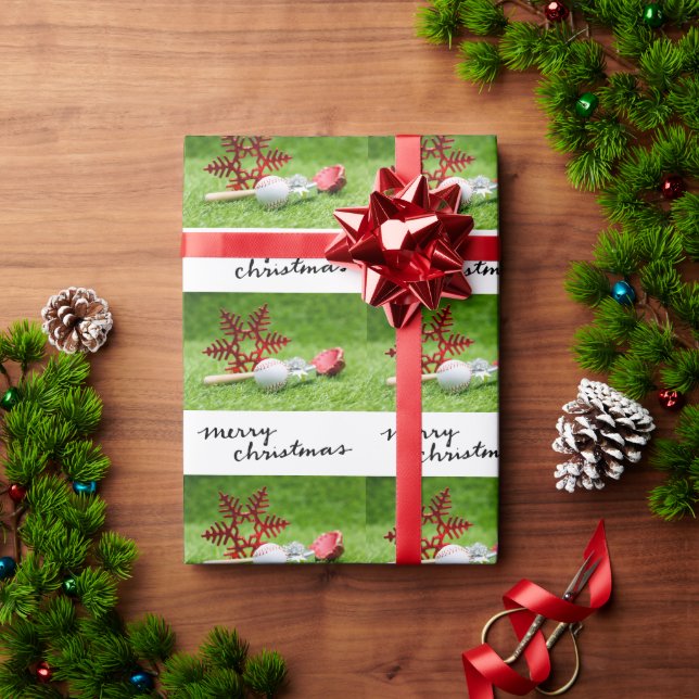 Baseball Weihnachten als Geschenkpapier (Feiertagsgeschenk)