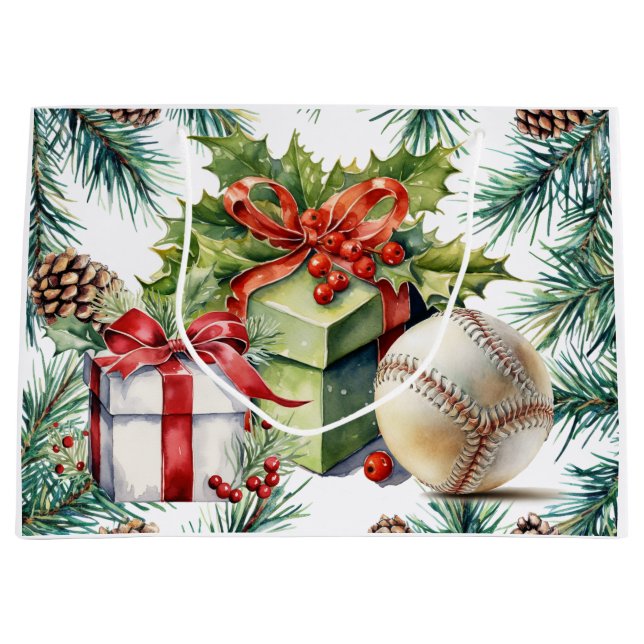 Baseball Weihnachten Große Geschenktüte (Vorderseite)