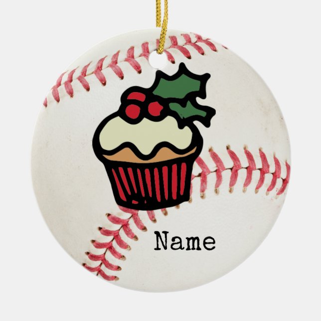 Baseball Weihnachten Keramik Ornament (Vorne)