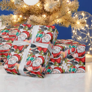 Baseball Weihnachten mit dem Weihnachtsmann bringe Geschenkpapier