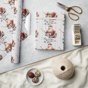 Baseball Weihnachten mit dem Weihnachtsmann Geschenkpapier