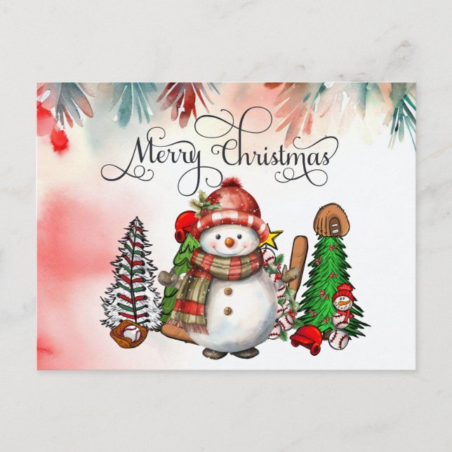 Baseball Weihnachten mit Geschenken und Ball (Vorderseite)