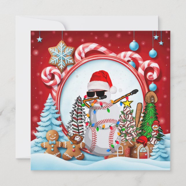 Baseball Weihnachten mit Geschenken und Ball (Vorderseite)