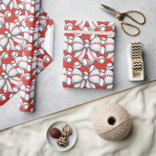 Baseball Weihnachten mit Geschenken und Ball Geschenkpapier