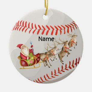 Baseball Weihnachten mit Niedlichem Weihnachtsmann Keramik Ornament