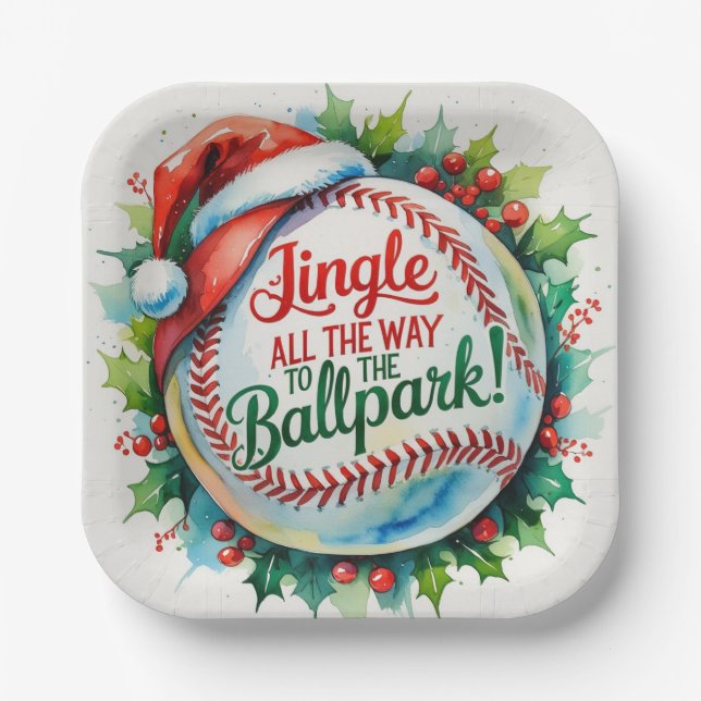Baseball Weihnachten Pappteller (Vorderseite)