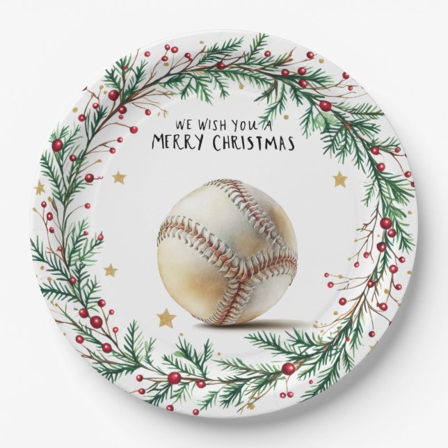 Baseball Weihnachten Pappteller (Vorderseite)