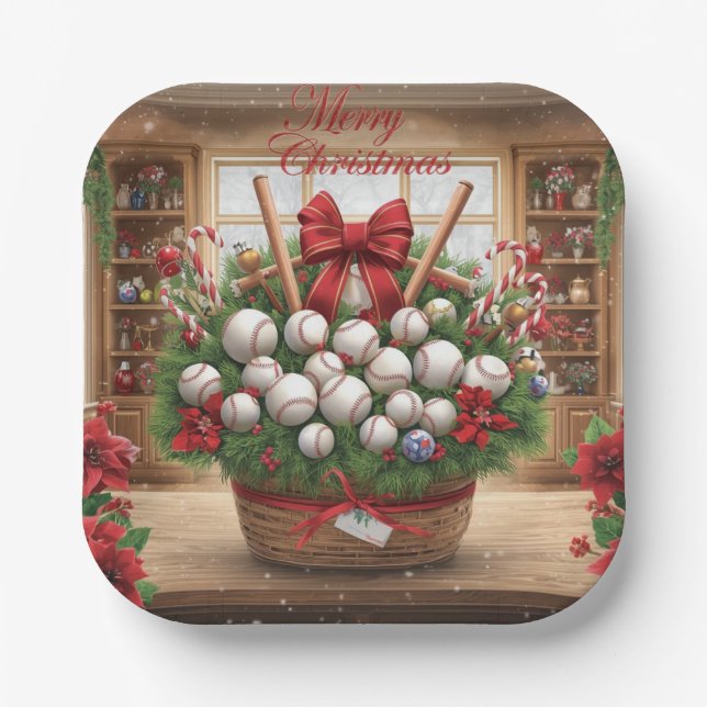 Baseball Weihnachten Pappteller (Vorderseite)