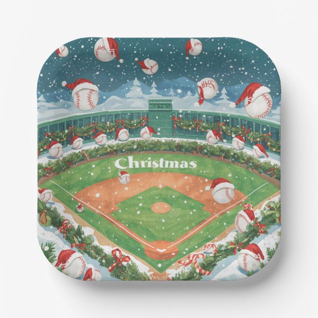 Baseball Weihnachten Pappteller (Vorderseite)