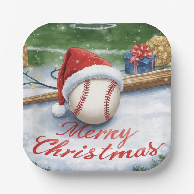 Baseball Weihnachten Pappteller (Vorderseite)