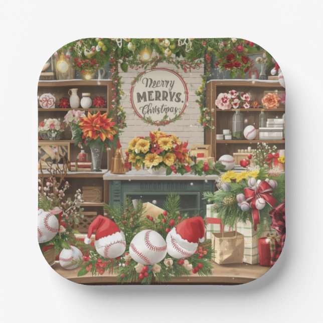 Baseball Weihnachten Pappteller (Vorderseite)