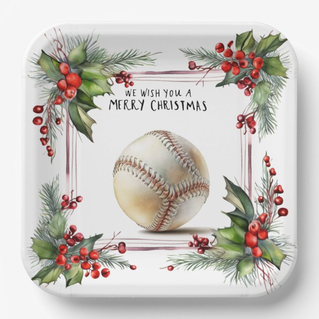 Baseball Weihnachten Pappteller (Vorderseite)