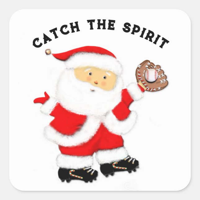 Baseball Weihnachten Quadratischer Aufkleber (Vorderseite)