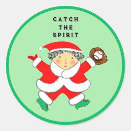 Baseball Weihnachten Runder Aufkleber