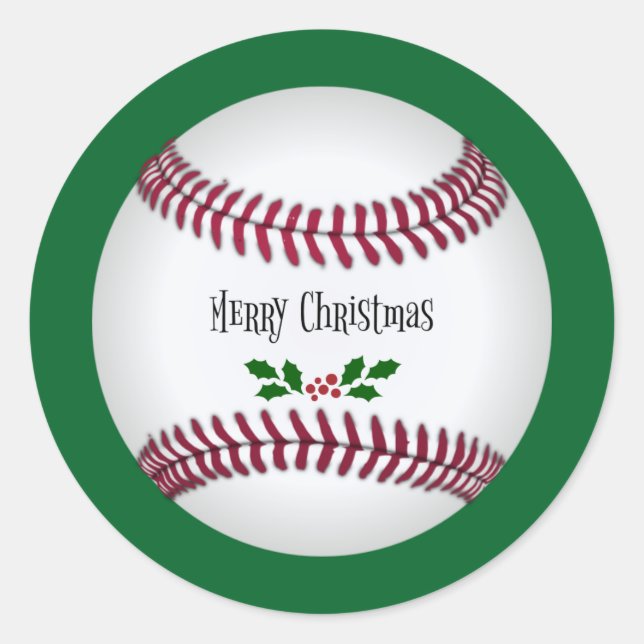 Baseball Weihnachten Runder Aufkleber (Vorderseite)