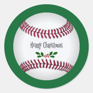 Baseball Weihnachten Runder Aufkleber