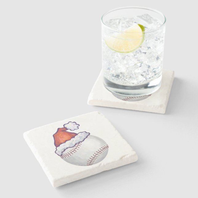 Baseball Weihnachten Steinuntersetzer (Seitenansicht)