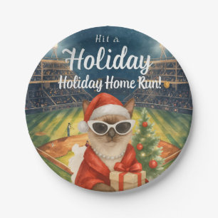Baseball Weihnachten Thema für Cat-Liebhaber Pappteller
