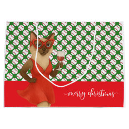 Baseball Weihnachten Thema für Cat Lovers Große Geschenktüte