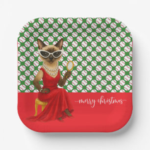 Baseball Weihnachten Thema für Cat Lovers Pappteller